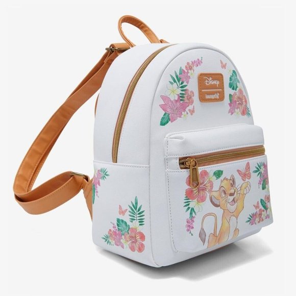 Loungefly Disney Lion King Mini Backpack Simba Floral Butterflies Bag - Picture 2 of 4